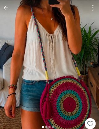 Bolso redondo tejido multicolor
