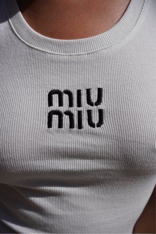 Camiseta Miu Miu Blanca Mujer