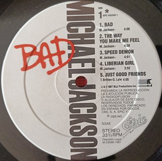 Michael Jackson Bad Vinilo LP 1987