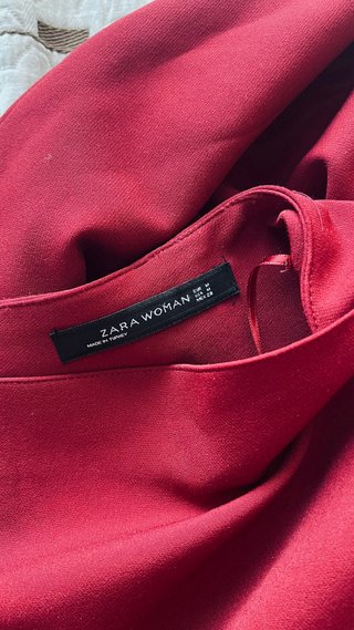 Vestido Zara Granate Entallado Sin Mangas