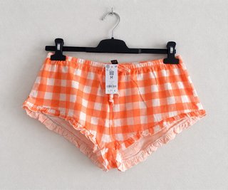 Shorts de pijama a cuadros naranja y blanco Talla