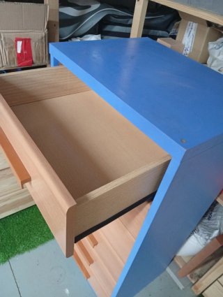 Cajonera 6 cajones azul y madera