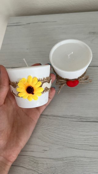 Set 2 Candele decorative con cuore e girasole