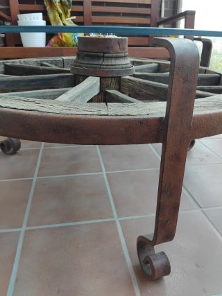 Mesa Rueda Carro Antigua Cristal
