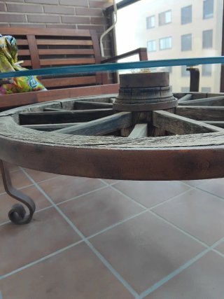 Mesa Rueda Carro Antigua Cristal