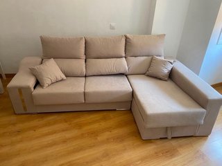 Sofá chaise longue gris y beige