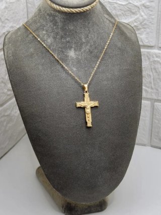 Colgante Cruz Greca Acero Quirúrgico Chapado Oro