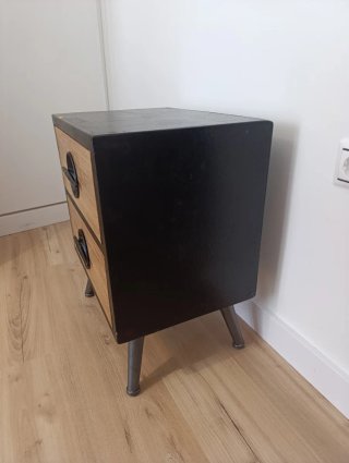 Mesita de noche madera y metal