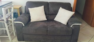 Divano letto marrone in tessuto