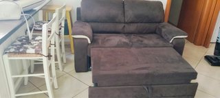 Divano letto marrone in tessuto