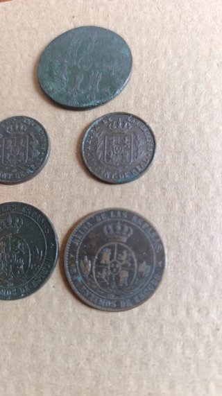 Lote 5 Monedas Cobre Isabel II España