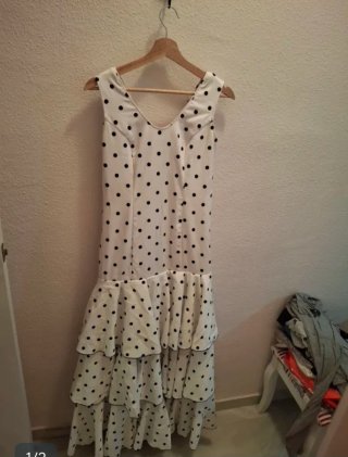 Vestido Flamenco Lunares Blanco y Negro