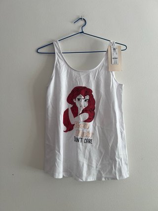Camiseta Blanca Ariel Red Hair Don't Care Talla S
