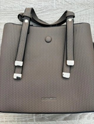 Bolso Manoukian Piel Negro Gris (Nuevo)