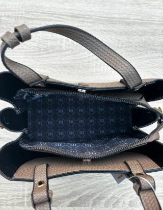 Bolso Manoukian Piel Negro Gris (Nuevo)