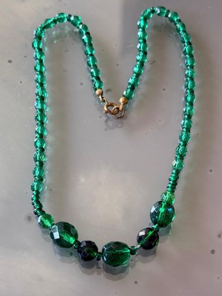 Collana vintage cristalli verdi