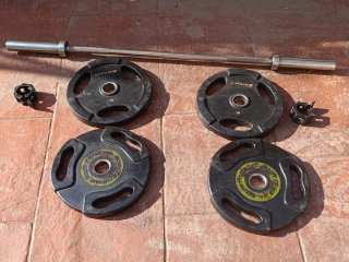 Barra Olímpica 150cm + 4 Discos 15kg