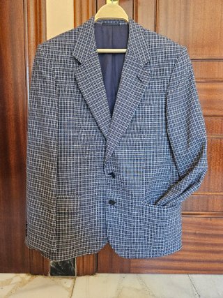 Americana de cuadros azul y blanco
