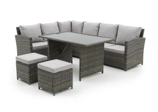 Conjunto Sofá Rincón + Mesa + 2 Puffs Ratán