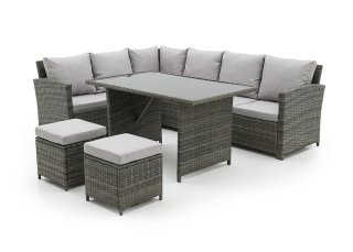Conjunto Sofá Rincón + Mesa + 2 Puffs Ratán