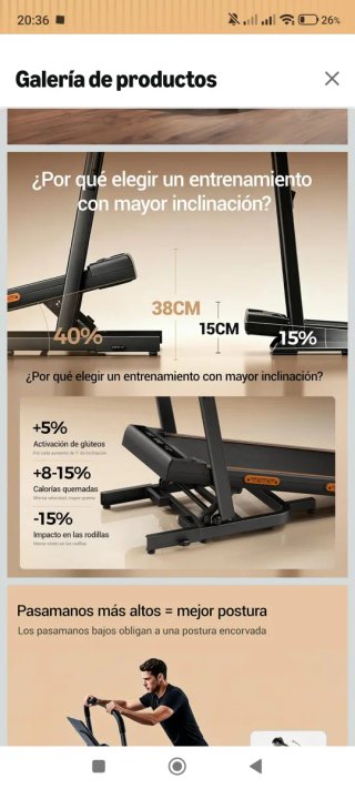 Cinta de correr plegable 40% inclinación