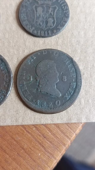Lote 4 Monedas Fernando VII Cobre España