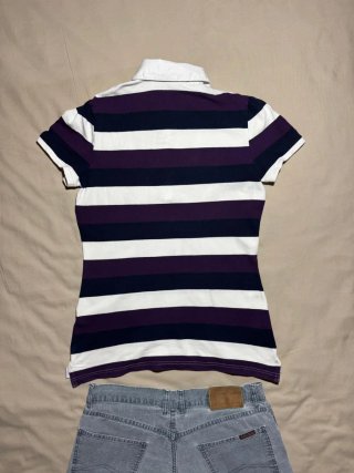Vintage Tommy Hilfiger Striped Polo Shirt Purple