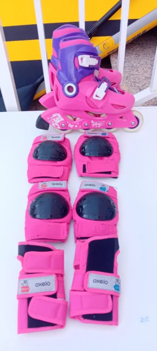 Patines y protecciones niña rosa