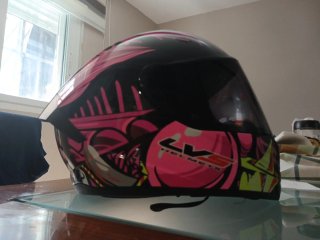 Casco Moto LV5 Negro Rosa Amarillo