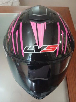 Casco Moto LV5 Negro Rosa Amarillo