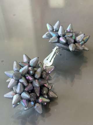 Maxi orecchini vintage clip grigio