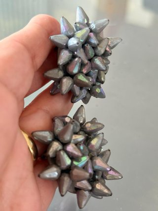 Maxi orecchini vintage clip grigio