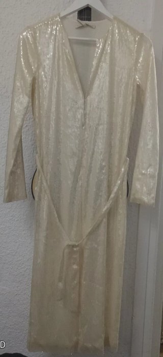 Vestido de cóctel lentejuelas beige