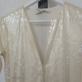 Vestido de cóctel lentejuelas beige