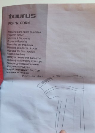 Máquina de palomitas Taurus Pop'N'Corn(Solo 1 uso)