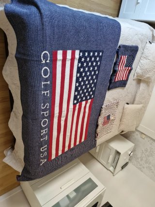 Tela para cama Bandera USA y cojines