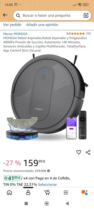 Monsga Home Robot Vacuum MR1 Aspirador inteligente