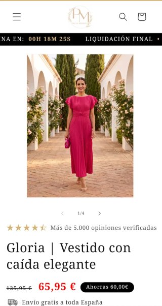 Vestido fiesta plisado rosa fucsia