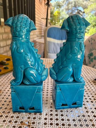 Pareja Perros Fu / Leones Guardianes Cerámica