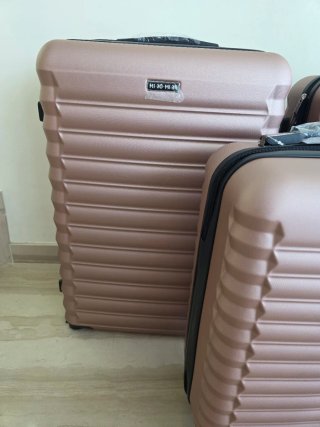 Juego 3 maletas rígidas rosa con ruedas