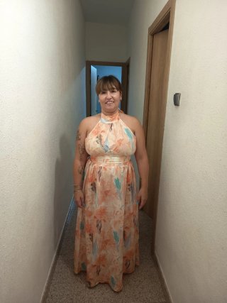 Vestido largo estampado floral rosa