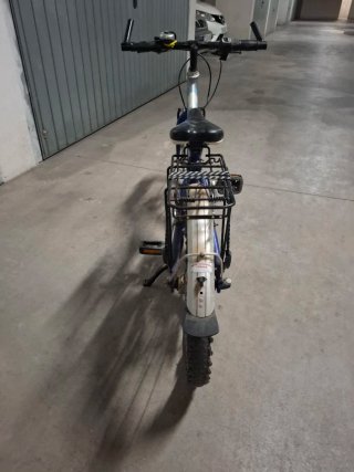 Bicicleta infantil azul y plateada