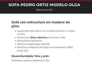 Sofá Pedro Ortiz Modelo Olga Se vende por traslado