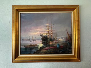 Pintura Puerto con Velas F. Sanchís
