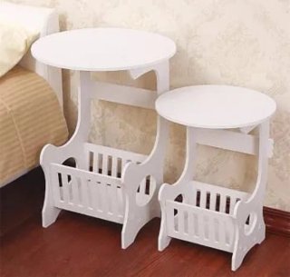 Mesa auxiliar redonda blanca
