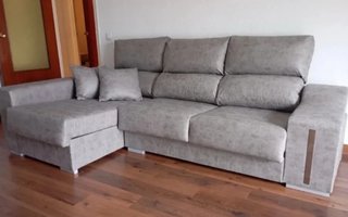 Sofá chaise longue gris y beige