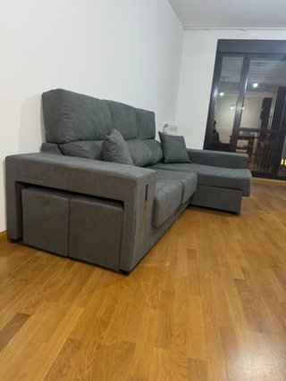 Sofá chaise longue gris y beige