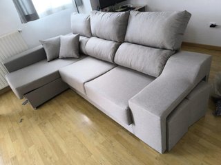Sofá chaise longue gris y beige