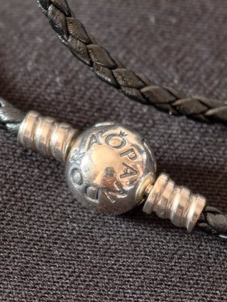 Pulsera Doble Cuero Trenzado Negro Pandora