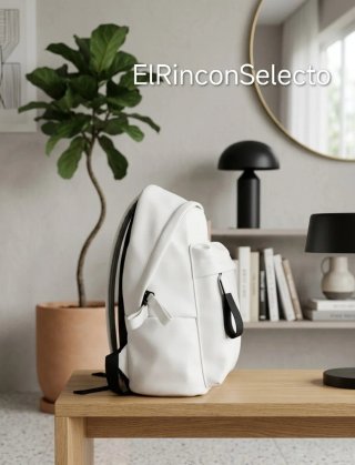 Mochila Urbana Blanca Minimalista (Piel Sintética)